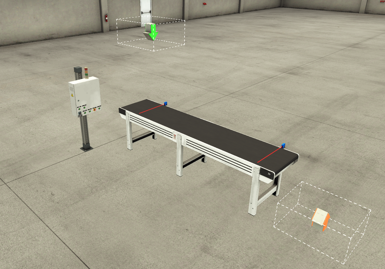 Simulación de cinta transportadora en Factory I/O